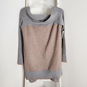 Anthropologie Sweater NWT womens Large ribbed stripe boatneck tunic